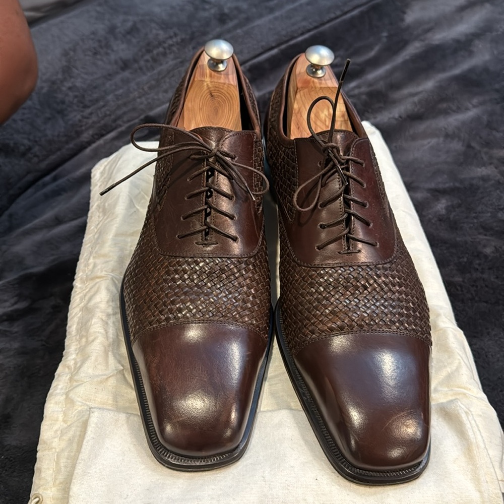 Size 13 Salvatore Ferragamo men’s  Lavorazione Originale brown lace up BROWN - Picture 8 of 9